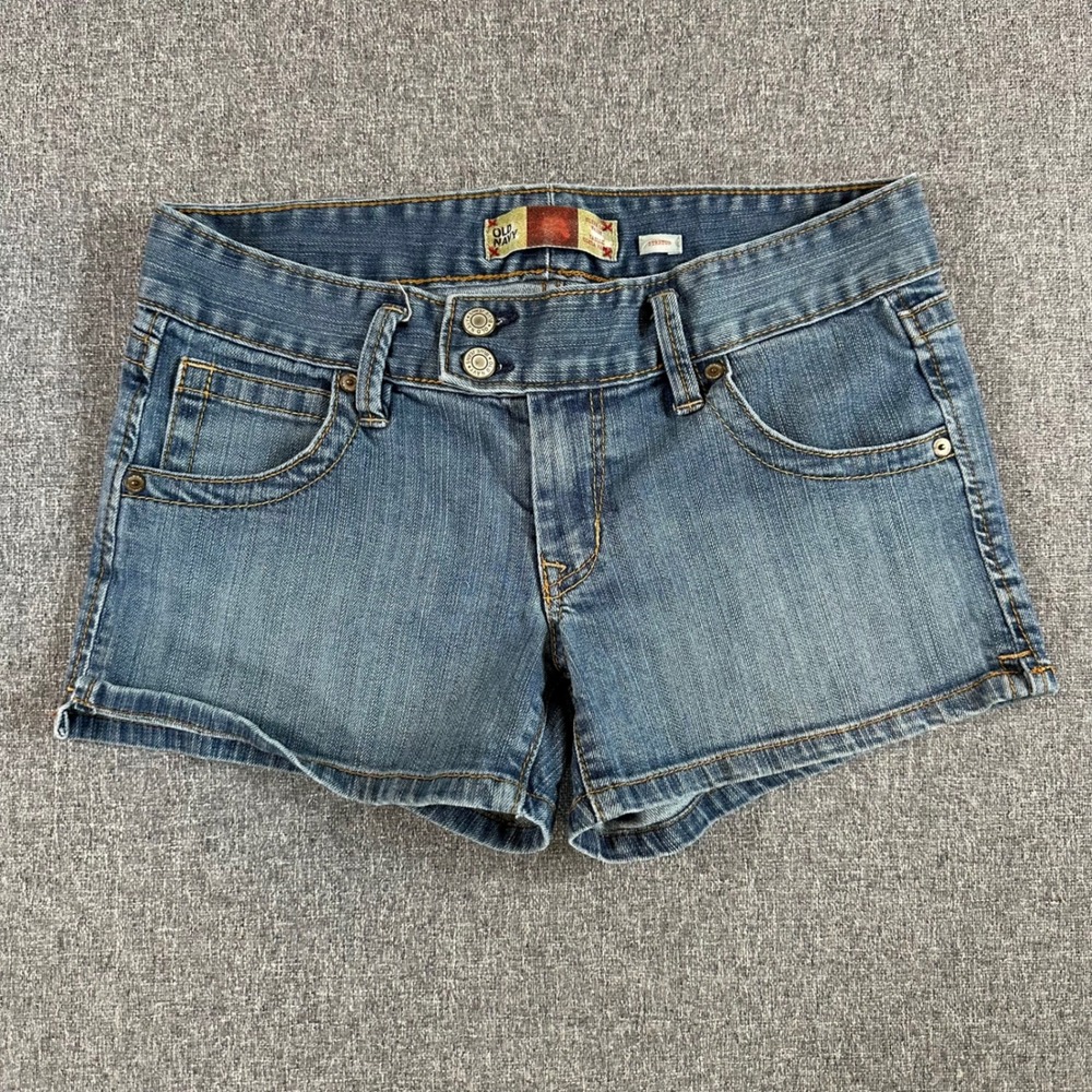 Old Navy Shorts Womens 4 Ultra Low Waist Blue Stretch Denim Flap Pocket